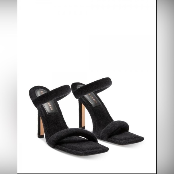 Good American Black Terry Slip On High Heel Sandals - Picture 1 of 13